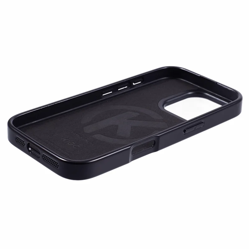 KIGC For iPhone 16 Pro Max Case Compatible with MagSafe Crocodile Texture PU+PC+TPU Electroplating Phone Cover - Black