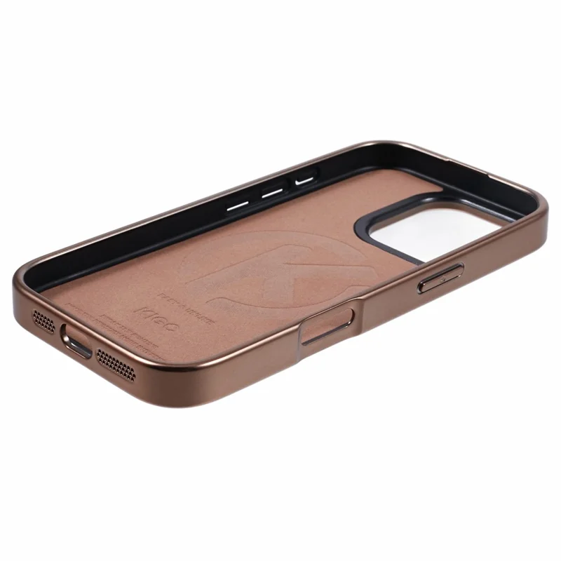 KIGC For iPhone 16 Pro Case PC+TPU+PU Electroplating Phone Cover - Titanium Gold