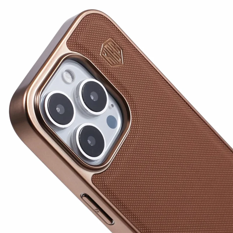 KIGC For iPhone 16 Pro Case PC+TPU+PU Electroplating Phone Cover - Titanium Gold