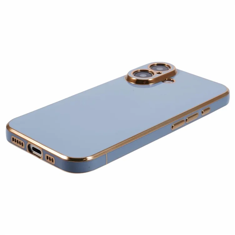 For iPhone 16 Plus Case TPU Slim Fit Shockproof Phone Cover 6D Electroplating - Grey