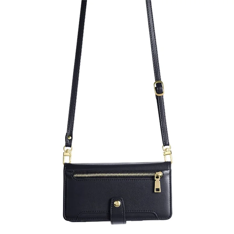 Capa de telefone transversal de couro PU com zíper e bolsa para OnePlus Nord CE4 Lite 5G / Oppo K12x 5G (China) - Preta