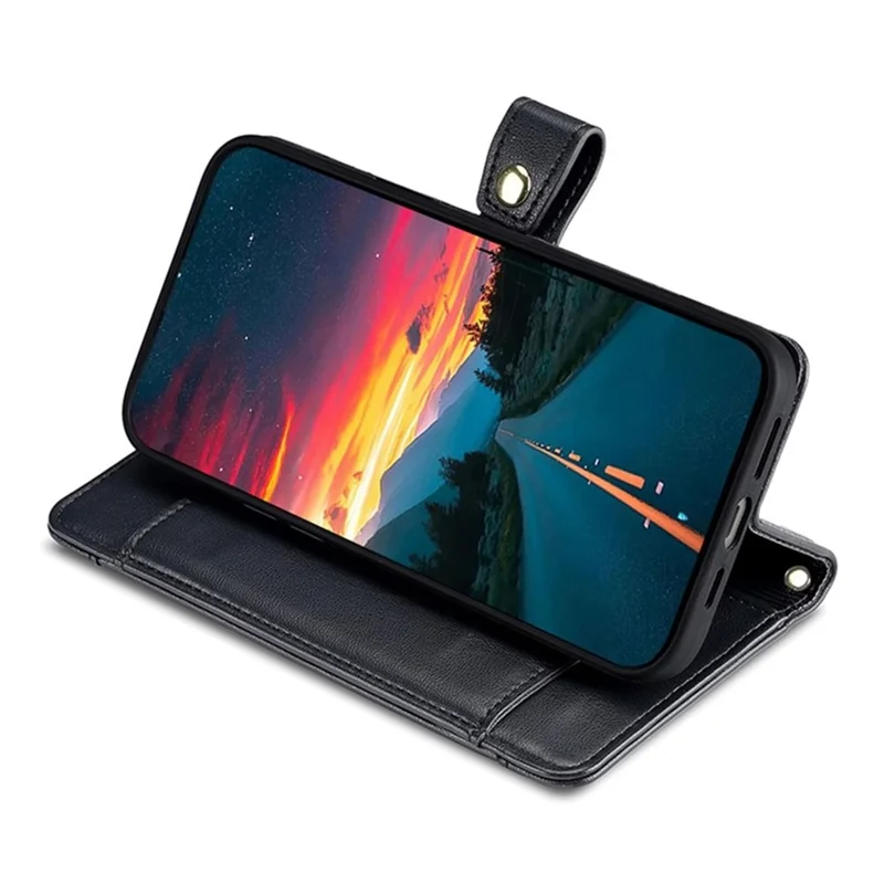 For Motorola Edge (2024) 5G Case PU Leather Crossbody Phone Cover with Zipper Pocket Wallet - Black