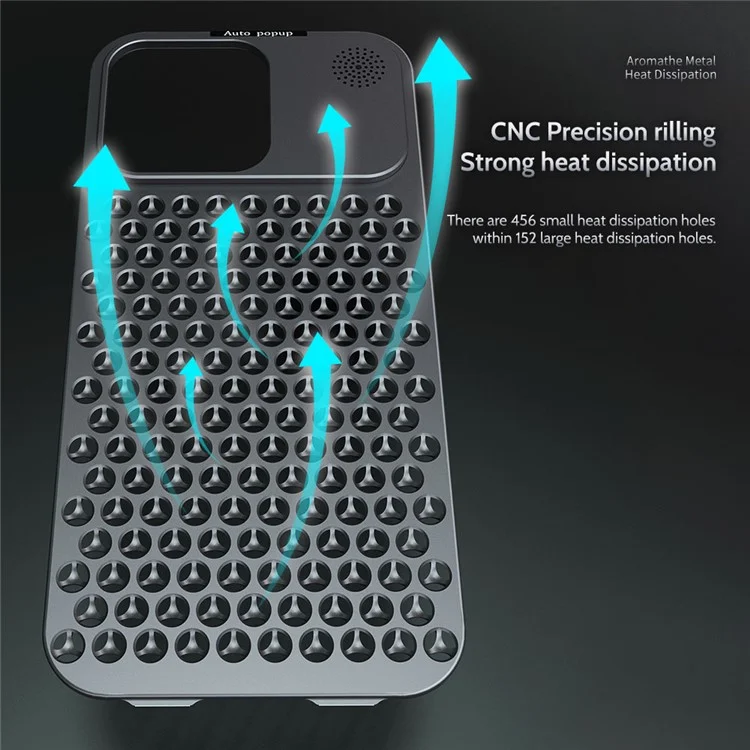 R-JUST RJ58 For iPhone 12 Pro Max Case Auto Pop-Up Heat Dissipation Aromatherapy Aluminium Alloy Cover - Dark Grey