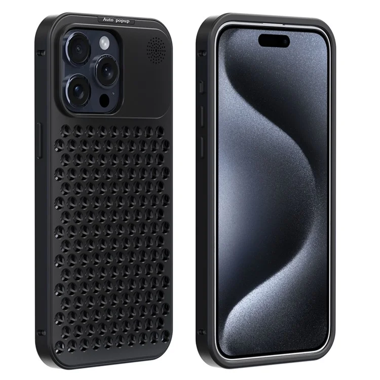 Funda R-JUST RJ58 para iPhone 14 Pro Max con disipación de calor automática, aromaterapia y cubierta de aleación de aluminio - Negro