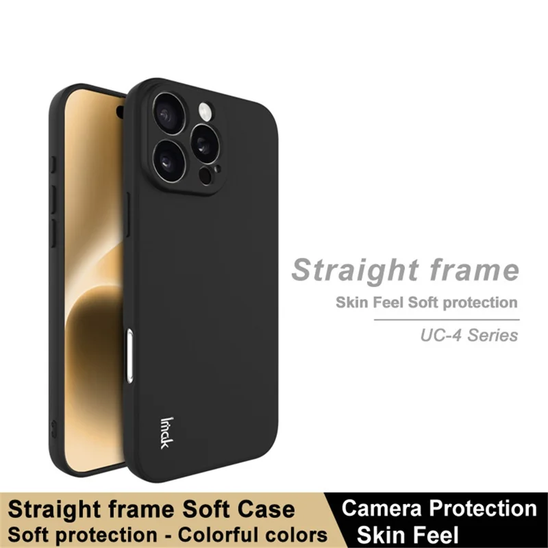 IMAK UC-4 Series for iPhone 16 Pro Max TPU Case Soft Phone Cover Straight Edge - Black