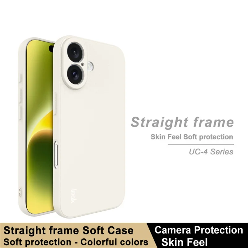 IMAK UC-4 Series for iPhone 16 TPU Case Soft Phone Cover Straight Edge - White
