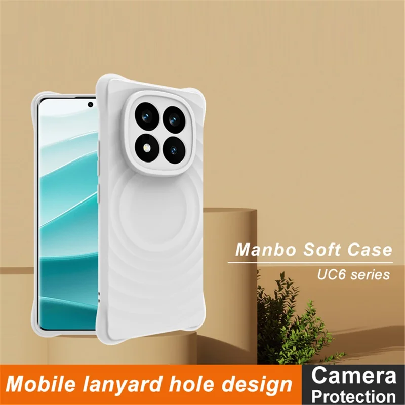 IMAK UC-6 Series for Xiaomi Redmi Note 14 Pro+ 5G Case Water Drop Texture Anti-Skid Matte TPU Cover - Matte White