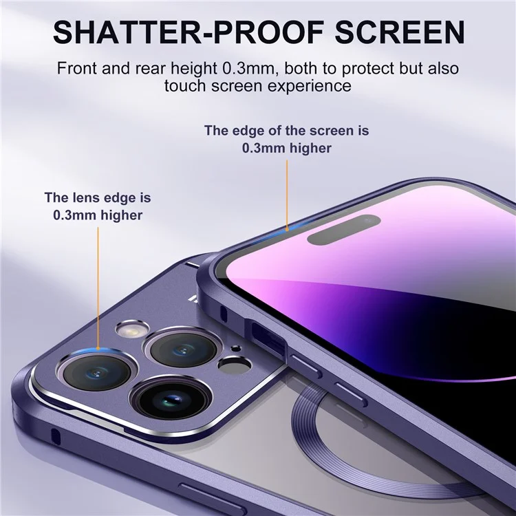 For iPhone 16 Pro Max Magnetic Case Kickstand Alloy+Acrylic Phone Cover with Aromatherapy Tablet - Purple