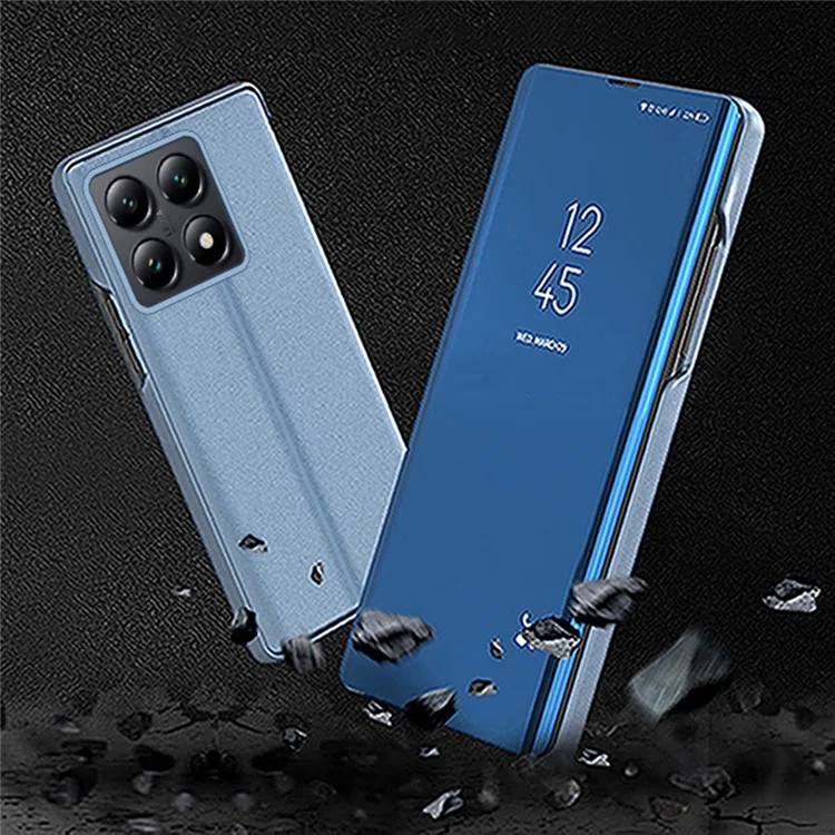 Für Xiaomi 14T Pro Hülle View Window Stand Leder Flip Handyhülle - Blau