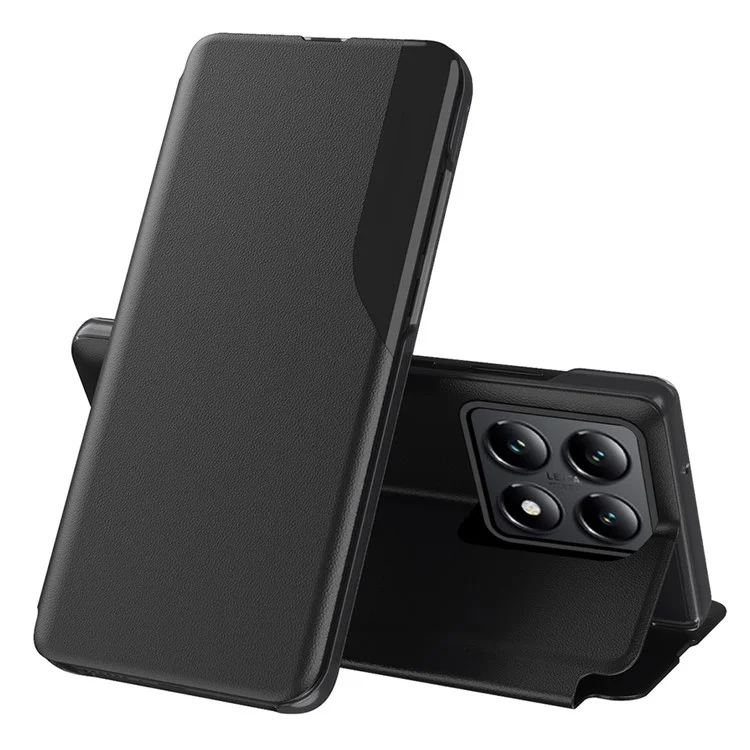 For Xiaomi 14T Phone Case Folio Flip PU Leather Stand Cover - Black
