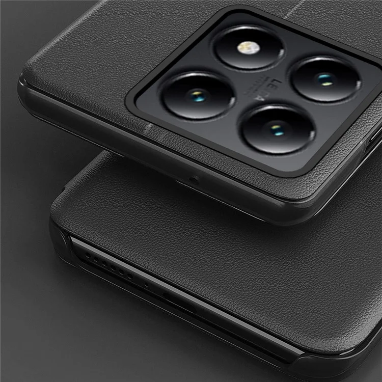 For Xiaomi 14T Pro Phone Case Folio Flip PU Leather Stand Cover - Black