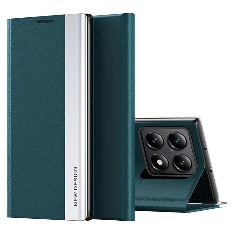 Funda para Xiaomi 14T Pro Antideslizante de Cuero con Soporte - Verde