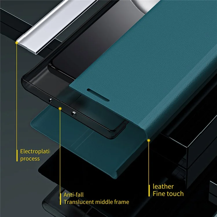 Funda para Xiaomi 14T Pro Antideslizante de Cuero con Soporte - Verde