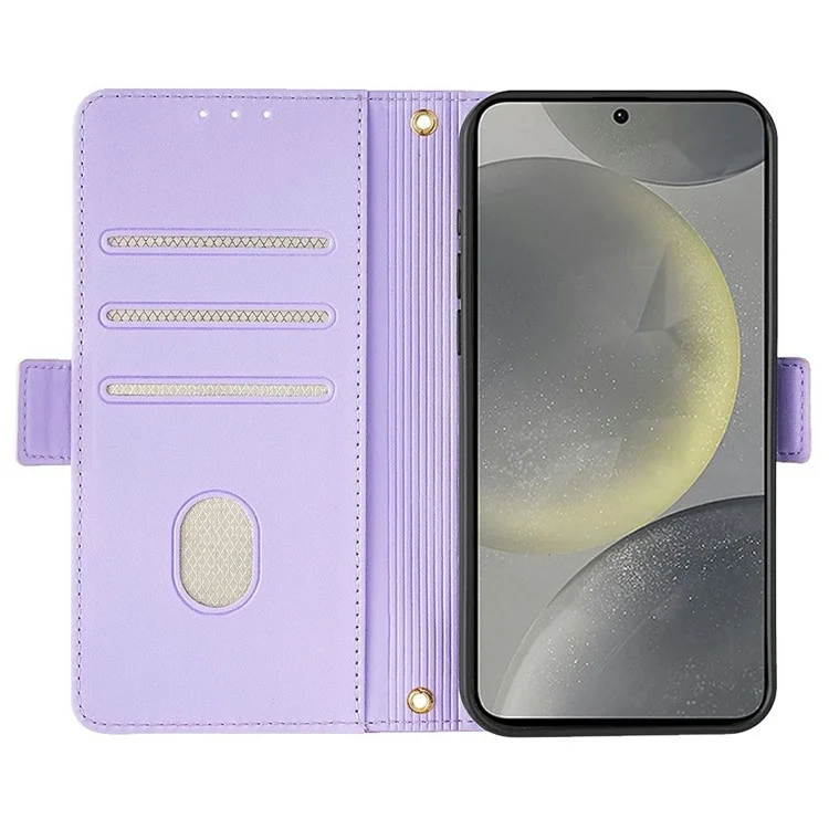 For Samsung Galaxy S23 FE Leather Wallet Case RFID Blocking Stand Cover with Hand Strap - Purple