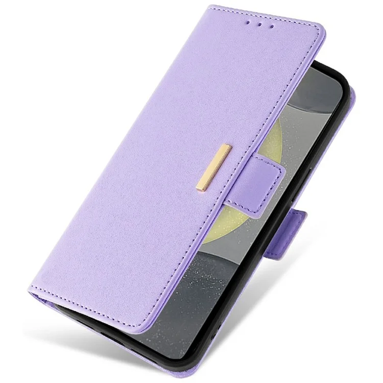 For Samsung Galaxy S23 FE Leather Wallet Case RFID Blocking Stand Cover with Hand Strap - Purple