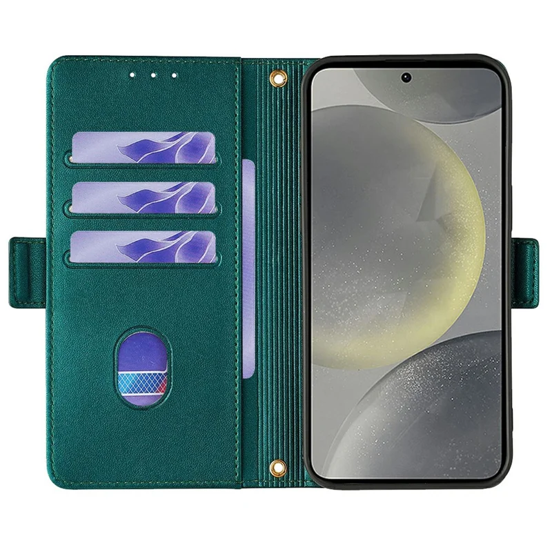 For Samsung Galaxy S23 FE Leather Wallet Case RFID Blocking Stand Cover with Hand Strap - Green