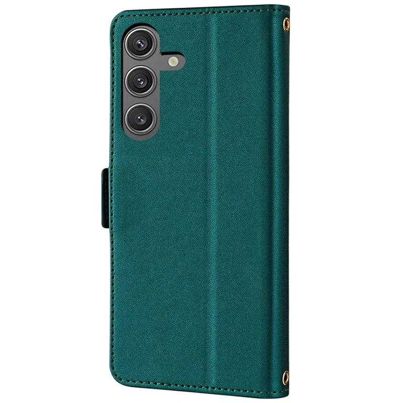 For Samsung Galaxy S24 FE Leather Wallet Case RFID Blocking Stand Cover with Hand Strap - Green