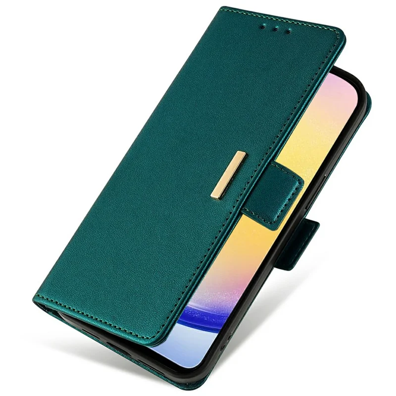 For Samsung Galaxy A25 5G (Global) (161.0 x 76.5 x 8.3mm) Leather Wallet Case RFID Blocking Stand Cover with Hand Strap - Green