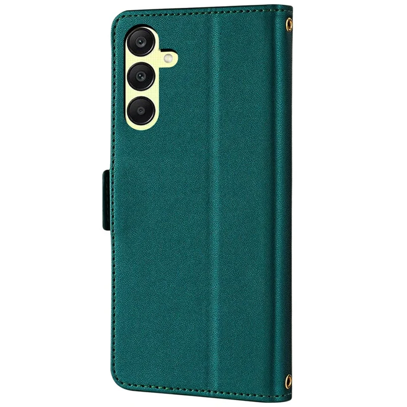 For Samsung Galaxy A25 5G (Global) (161.0 x 76.5 x 8.3mm) Leather Wallet Case RFID Blocking Stand Cover with Hand Strap - Green