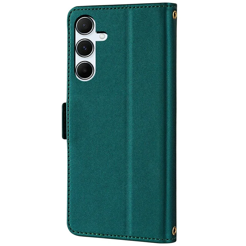 For Samsung Galaxy A35 5G Leather Wallet Case RFID Blocking Stand Cover with Hand Strap - Green
