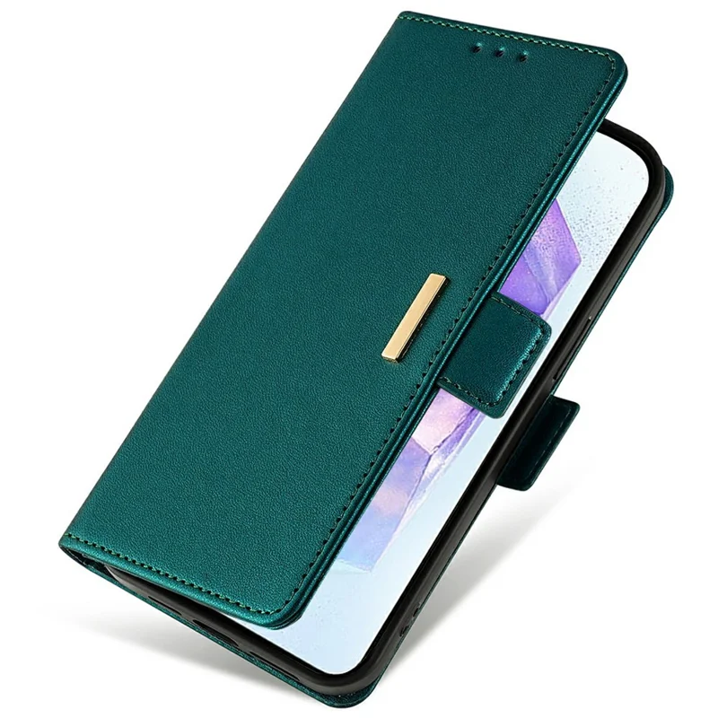 For Samsung Galaxy A55 5G Leather Wallet Case RFID Blocking Stand Cover with Hand Strap - Green
