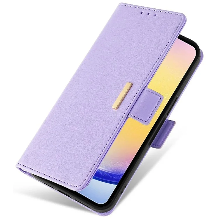 For Samsung Galaxy A15 5G Leather Wallet Case RFID Blocking Stand Cover with Hand Strap - Purple