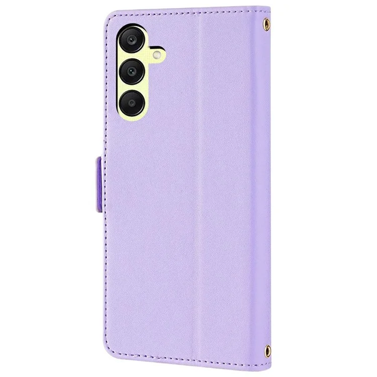 For Samsung Galaxy A15 5G Leather Wallet Case RFID Blocking Stand Cover with Hand Strap - Purple