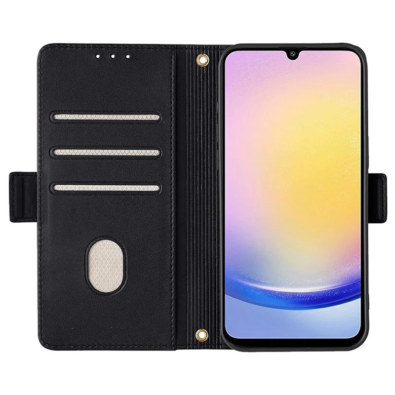 For Samsung Galaxy A15 5G Leather Wallet Case RFID Blocking Stand Cover with Hand Strap - Black