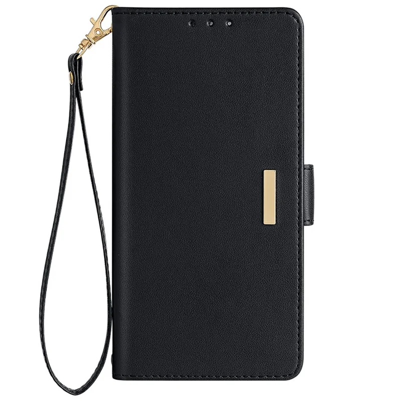 For Samsung Galaxy A15 5G Leather Wallet Case RFID Blocking Stand Cover with Hand Strap - Black