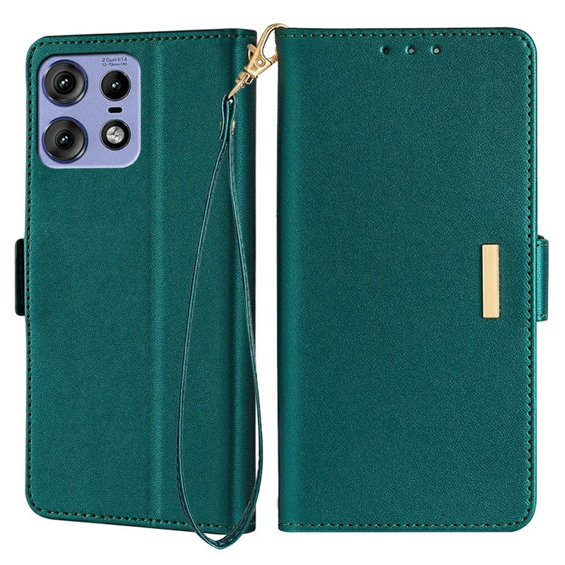 For Motorola Edge 50 Pro 5G Leather Wallet Case RFID Blocking Stand Cover with Hand Strap - Green