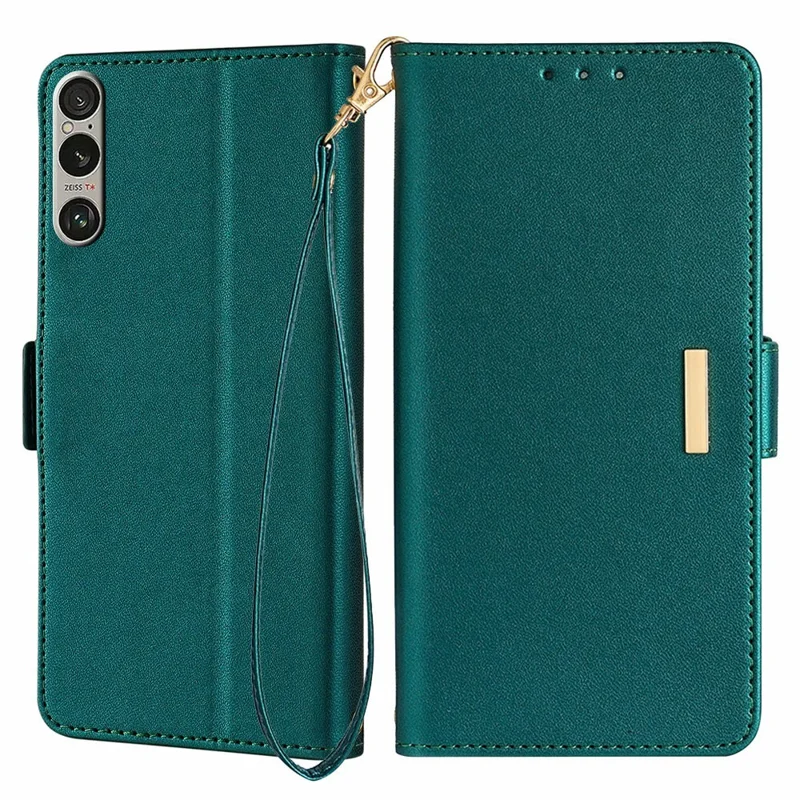 For Sony Xperia 1 IV 5G Leather Wallet Case RFID Blocking Stand Cover with Hand Strap - Green