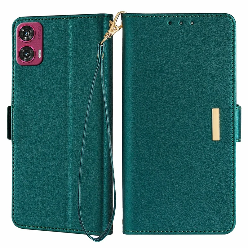 For Motorola Edge 50 Fusion 5G Leather Wallet Case RFID Blocking Stand Cover with Hand Strap - Green