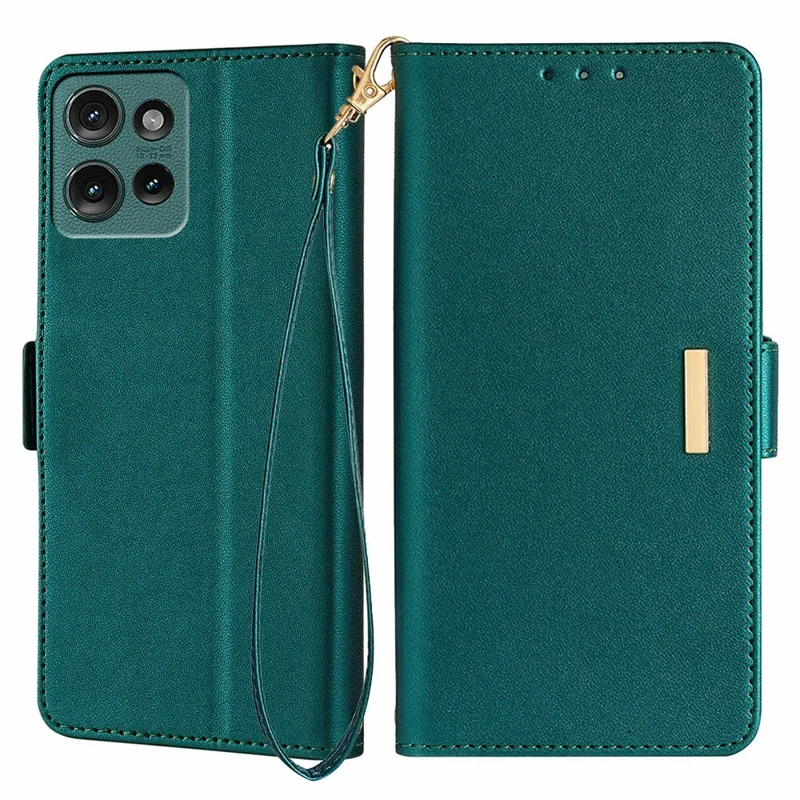 For Motorola Edge 50 Neo 5G / Moto S50 5G / Thinkphone 25 5G Leather Wallet Case RFID Blocking Stand Cover with Hand Strap - Green