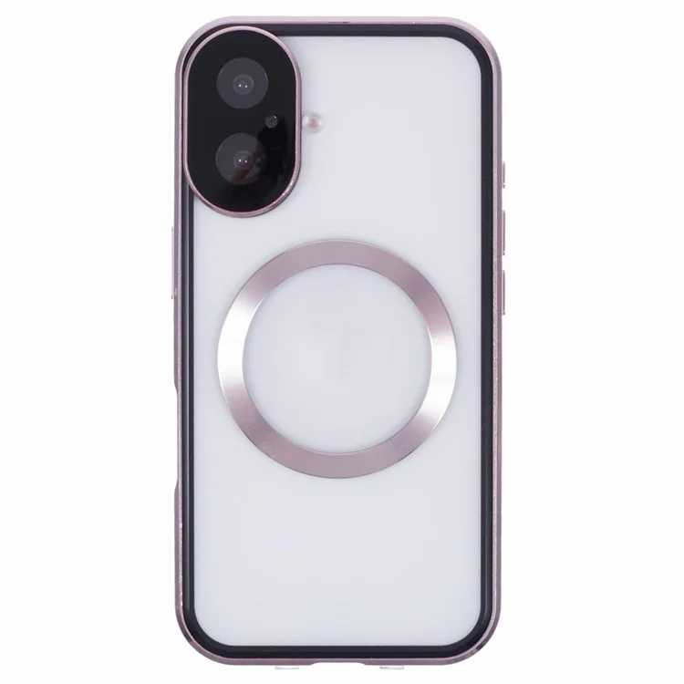 Funda de vidrio templado de doble cara para iPhone 16 Plus, compatible con MagSafe, protección completa - Oro rosa