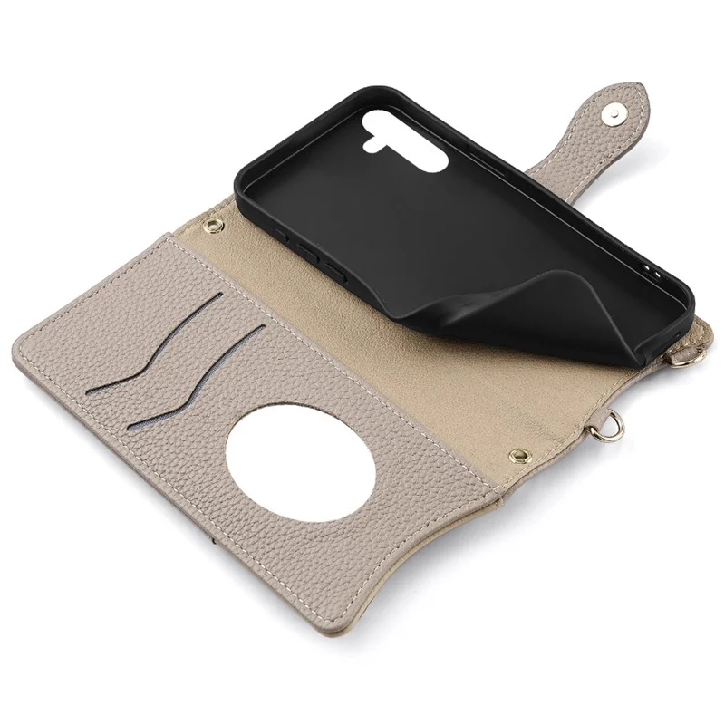 For Samsung Galaxy S23 FE Leather Case Wallet Stand Cover Irregular Tail Style with Chain Strap - Grey