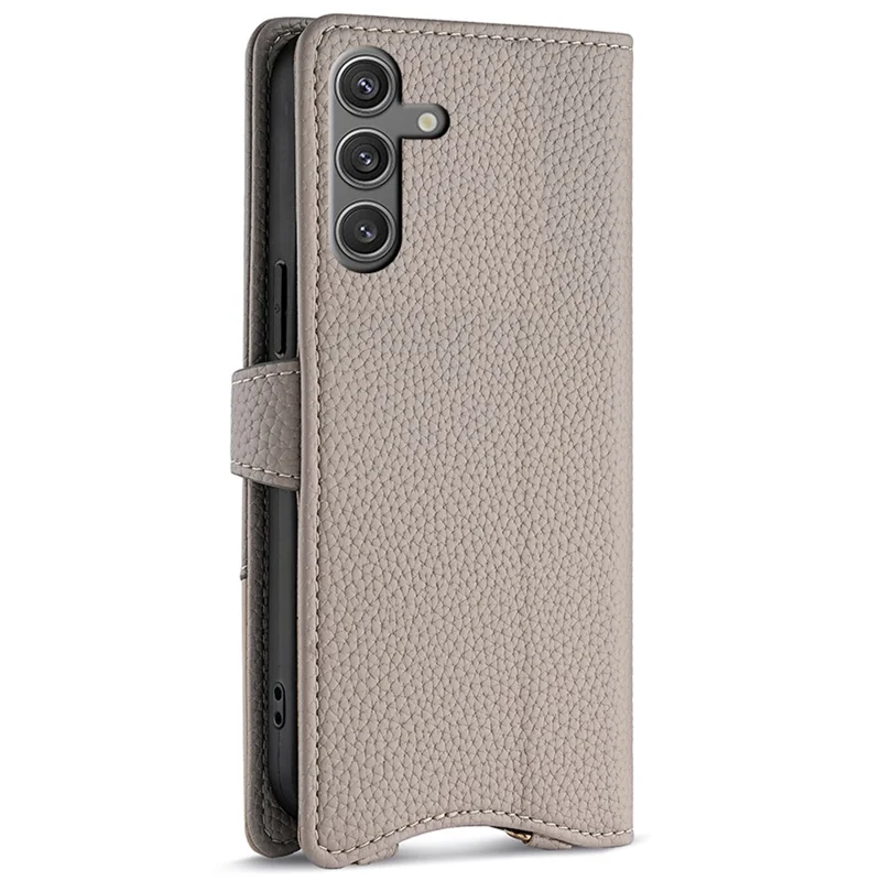 For Samsung Galaxy S23 FE Leather Case Wallet Stand Cover Irregular Tail Style with Chain Strap - Grey