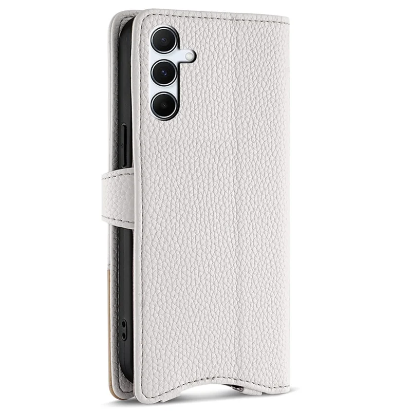 For Samsung Galaxy A35 5G Leather Case Wallet Stand Cover Irregular Tail Style with Chain Strap - White