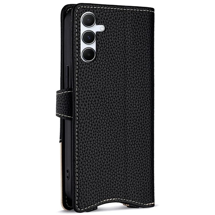 For Samsung Galaxy A15 5G Leather Case Wallet Stand Cover Irregular Tail Style with Chain Strap - Black
