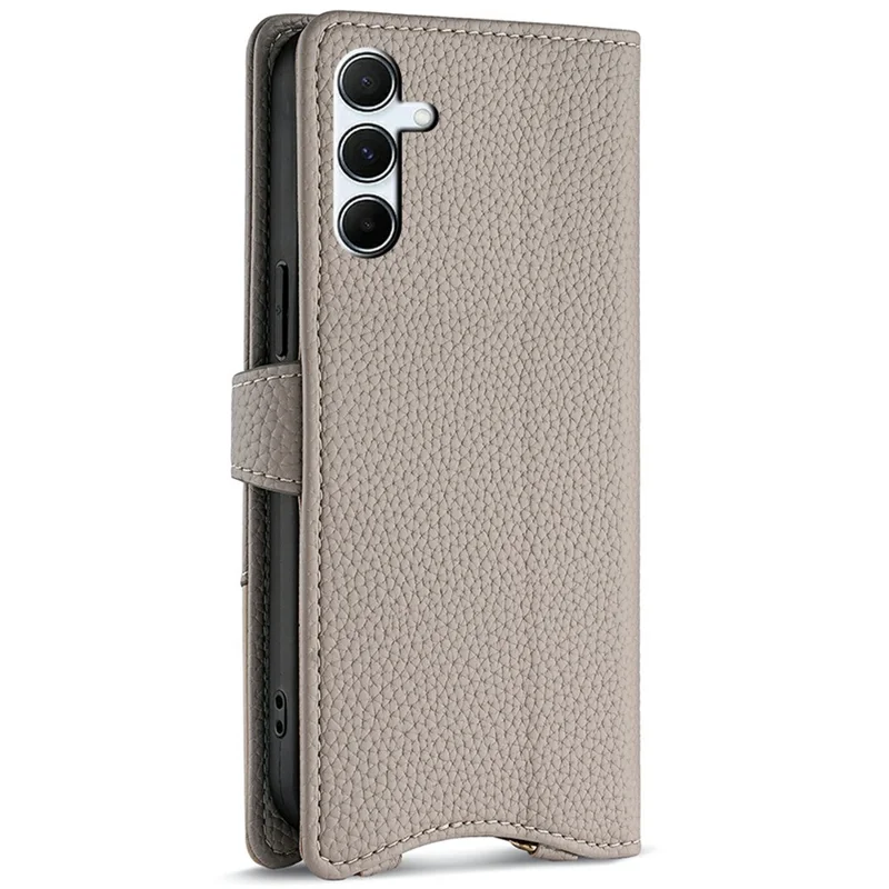 For Samsung Galaxy A16 5G / A16 4G Leather Case Wallet Stand Cover Irregular Tail Style with Chain Strap - Grey