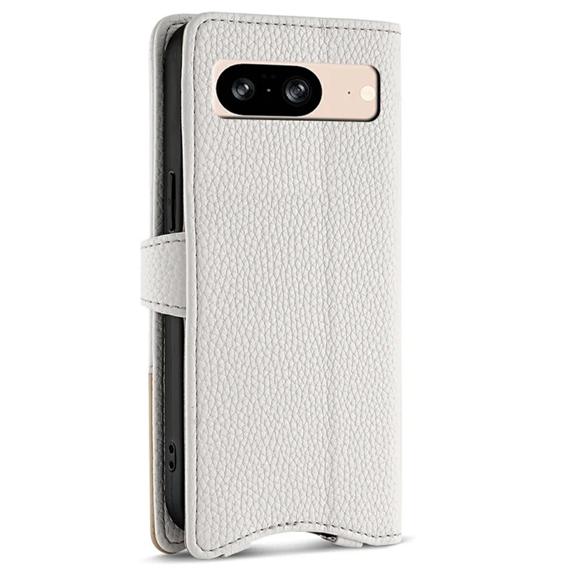 For Google Pixel 8 Leather Case Wallet Stand Cover Irregular Tail Style with Chain Strap - White