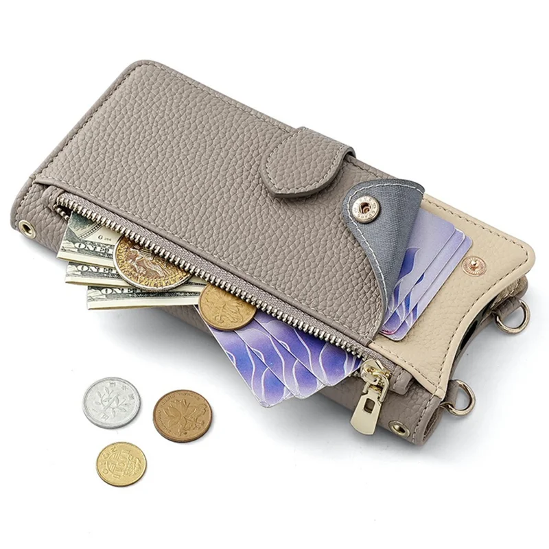 For Motorola Edge 50 Pro 5G Leather Case Wallet Stand Cover Irregular Tail Style with Chain Strap - Grey