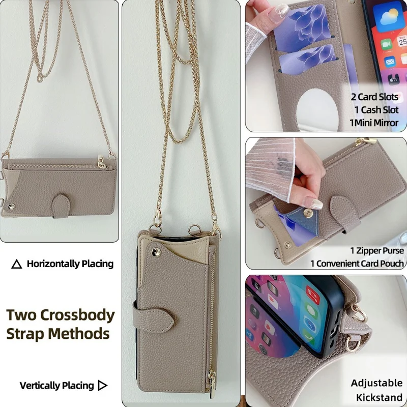 For Motorola Edge 50 Pro 5G Leather Case Wallet Stand Cover Irregular Tail Style with Chain Strap - Grey