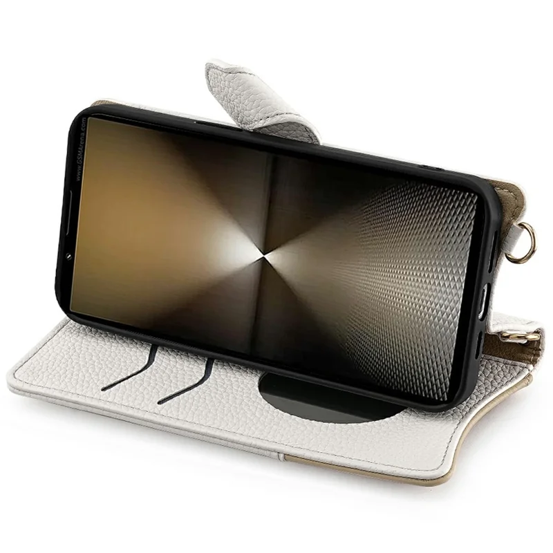 For Sony Xperia 1 IV 5G Leather Case Wallet Stand Cover Irregular Tail Style with Chain Strap - White