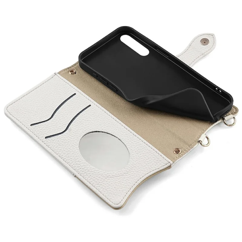 For Sony Xperia 1 IV 5G Leather Case Wallet Stand Cover Irregular Tail Style with Chain Strap - White