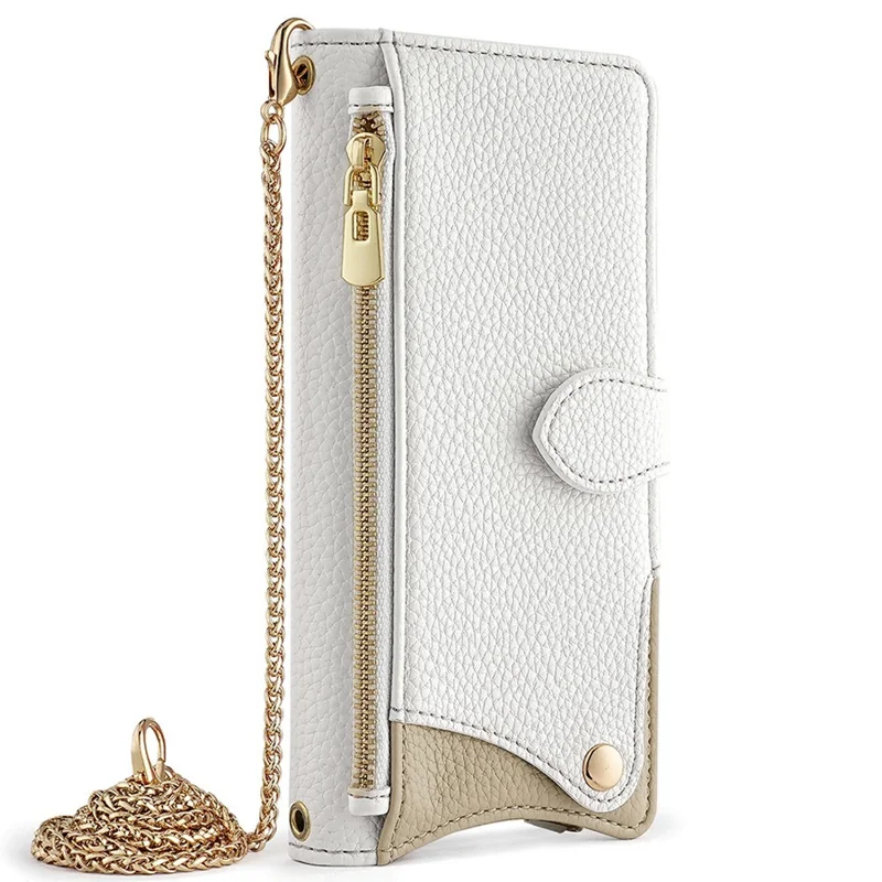For Sony Xperia 1 IV 5G Leather Case Wallet Stand Cover Irregular Tail Style with Chain Strap - White