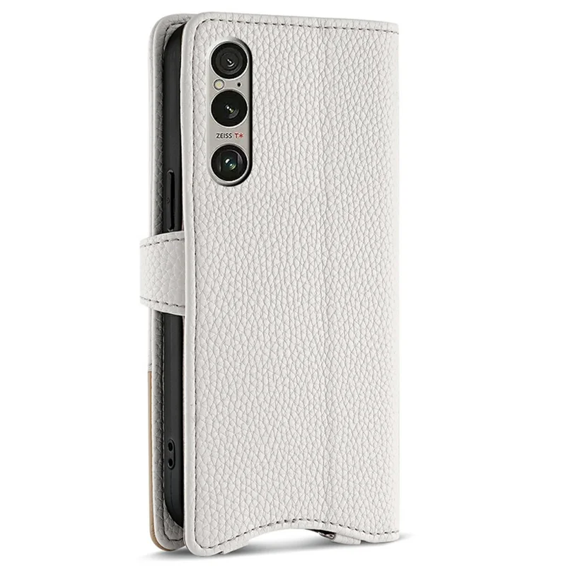 For Sony Xperia 1 IV 5G Leather Case Wallet Stand Cover Irregular Tail Style with Chain Strap - White