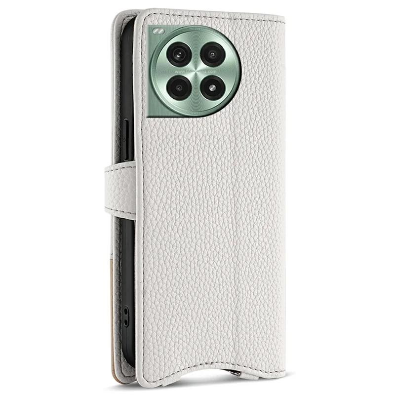 For OnePlus Ace 3 Pro 5G Leather Case Wallet Stand Cover Irregular Tail Style with Chain Strap - White