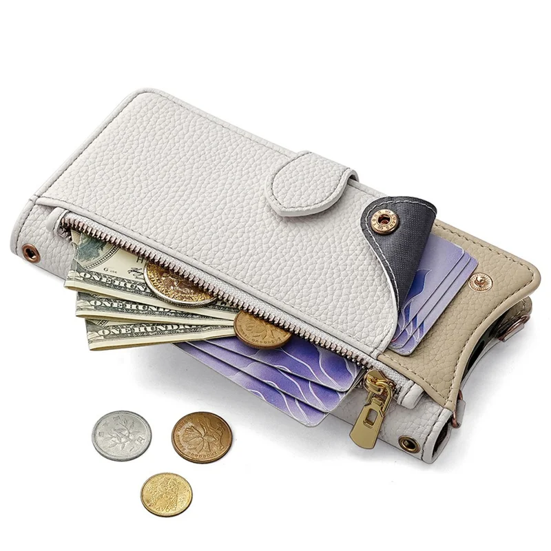 For OnePlus Ace 3 Pro 5G Leather Case Wallet Stand Cover Irregular Tail Style with Chain Strap - White