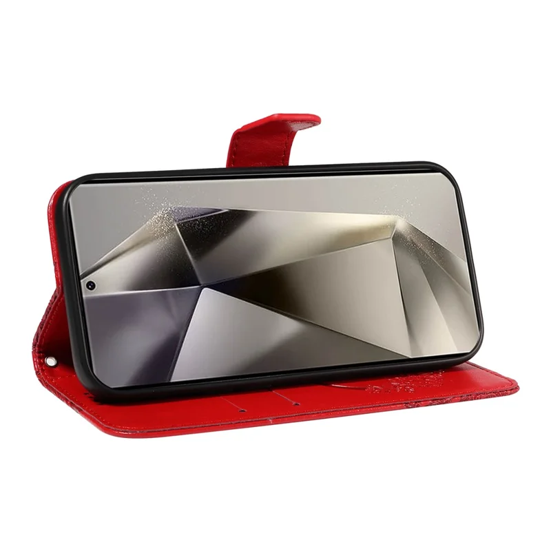 For Samsung Galaxy S25 Ultra Case Butterfly Pattern Leather Wallet Flip Phone Cover - Red