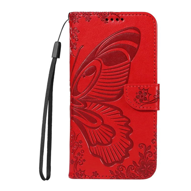 For Samsung Galaxy S25 Ultra Case Butterfly Pattern Leather Wallet Flip Phone Cover - Red